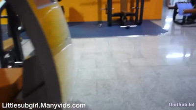 LittleSubGirl - Risky Gym Dildo Fun